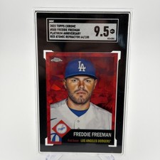 2022 Topps Chrome Platinum Anniv Freddie Freeman Red Atomic Ref. 64/100 SGC 9.5