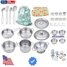 Play Pots and Pans Toys for Kids - Kitchen Playset Pretend Cookware Mini Stai...