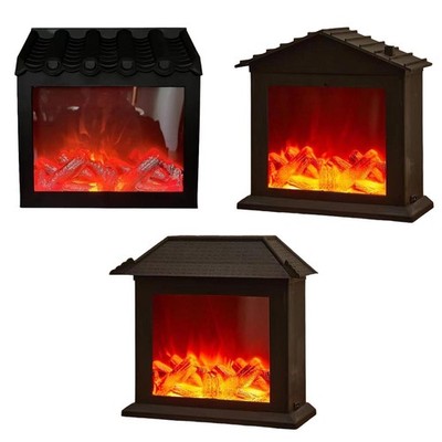 Fireplace Lantern with LED Flickering Breath Lights Electric Fireplace Light