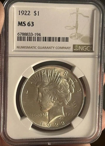1922 MS63 Peace Dollar NGC