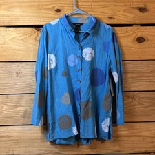 NWT Ali Miles TURQUOISE Blue/Taupe/White ABSTRACT Linen/Rayon Jacket Top M CUTE