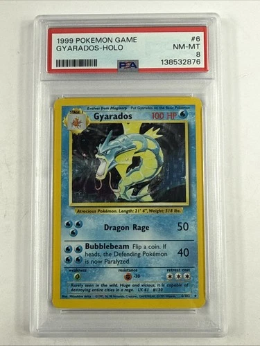 1999 POKEMON BASE SET UNLIMITED #6 GYARADOS-HOLO PSA 8