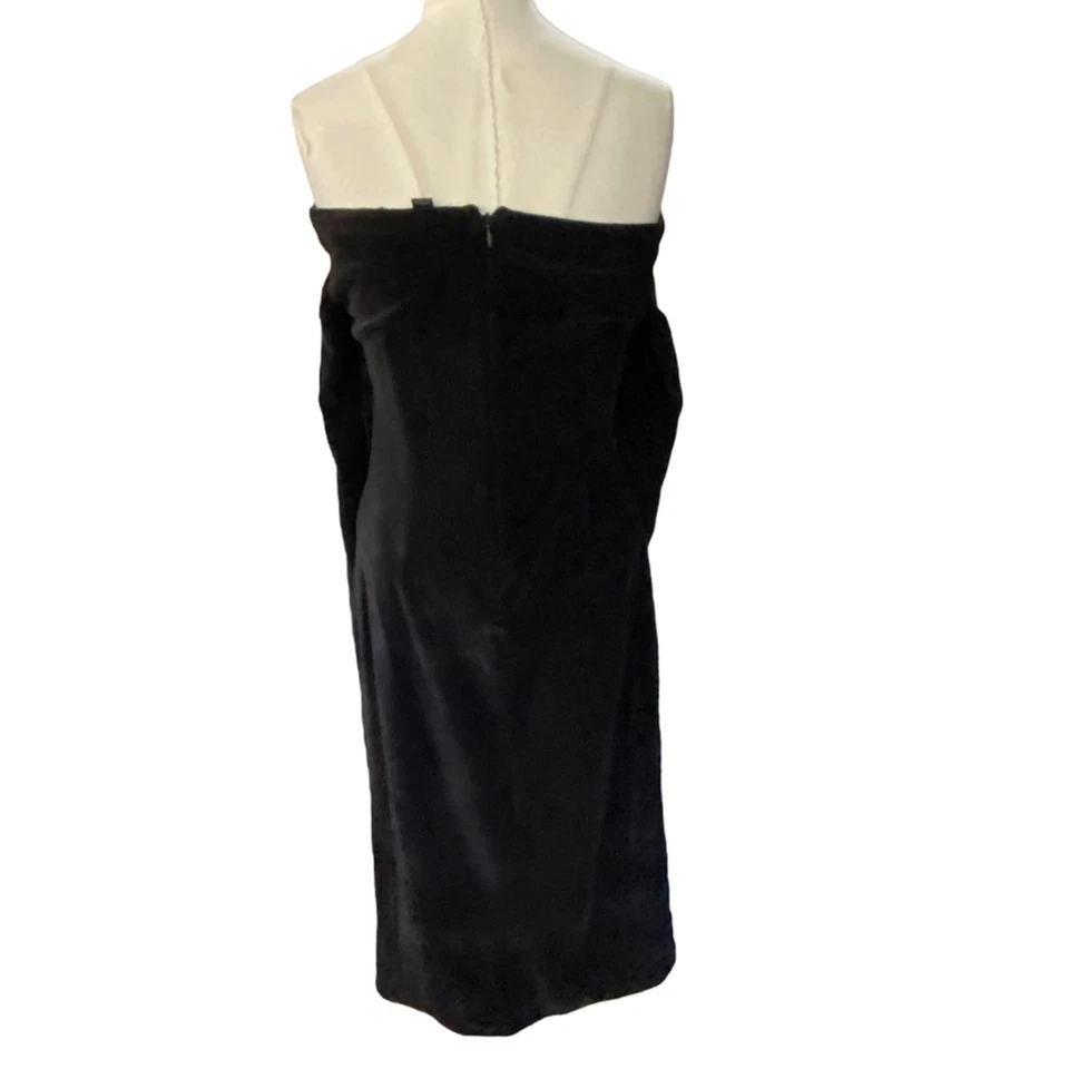 Vestido J Crew MARIO BELLUCCI Negro Terciopelo Cuello Barco Hombro Descubierto Manga Larga Talla 4 Foto 4 de 4