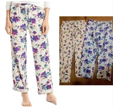 Gap Body  Flannel Pajama sleep  Lounge Pants  LOT OF 2 Butterflies Blooms Berry