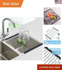 17.5" x 11.8" Roll Up Dish Drying Rack - Heavy-Duty & Heat Resistant for Kitchen