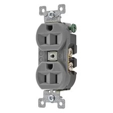 Bryant 5262Bgry Straight Blade Receptacle, 5-15R, 15 A, 125V Ac, 2 Pole, 3