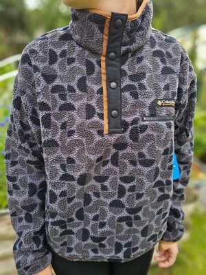 Columbia Druckknopf Pullover Muster Fleecepullover - S/Small Neu mit Etikett Wandern Walk Casu