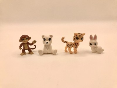 Polly Pocket Cutants Barbie 4 Animal Mixed Lot - Cheetah, monkey, bunny, polar b