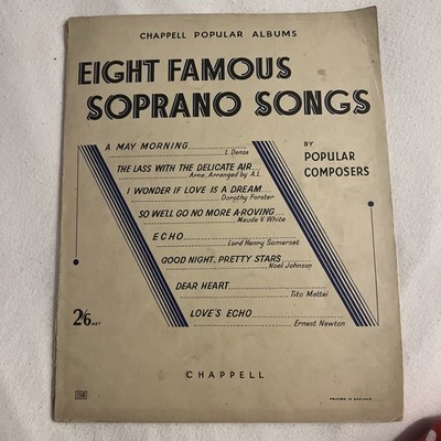 Vintage Klaviermusik ACHT BERÜHMTE SOPRANLIEDER - beliebte Komponisten CHAPPELL 1894