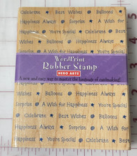 1997 Hero Arts Rubber Stamps WORDPRINTS BACKGROUND WORDS S1237 CELEBRATE HAPPY
