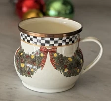 MacKenzie-Childs Evergreen Enamel Christmas Mug - Hand Glazed