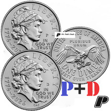 (2 COINS) 1776-2026 P&D SemiQ Emerging Liberty Dimes from OBW FED Rolls PRESALE