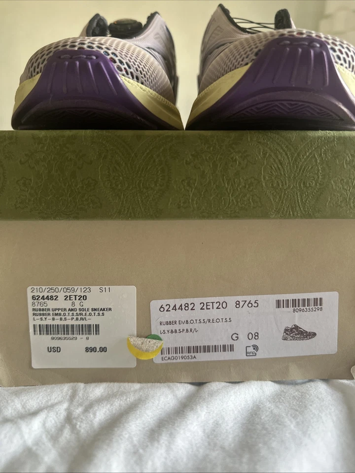 Zapatillas Gucci Púrpura Ultrapace R Talla 8 EE. UU. Para Hombres RARAS DE COLECCIÓN Caja Original Foto 3 de 4