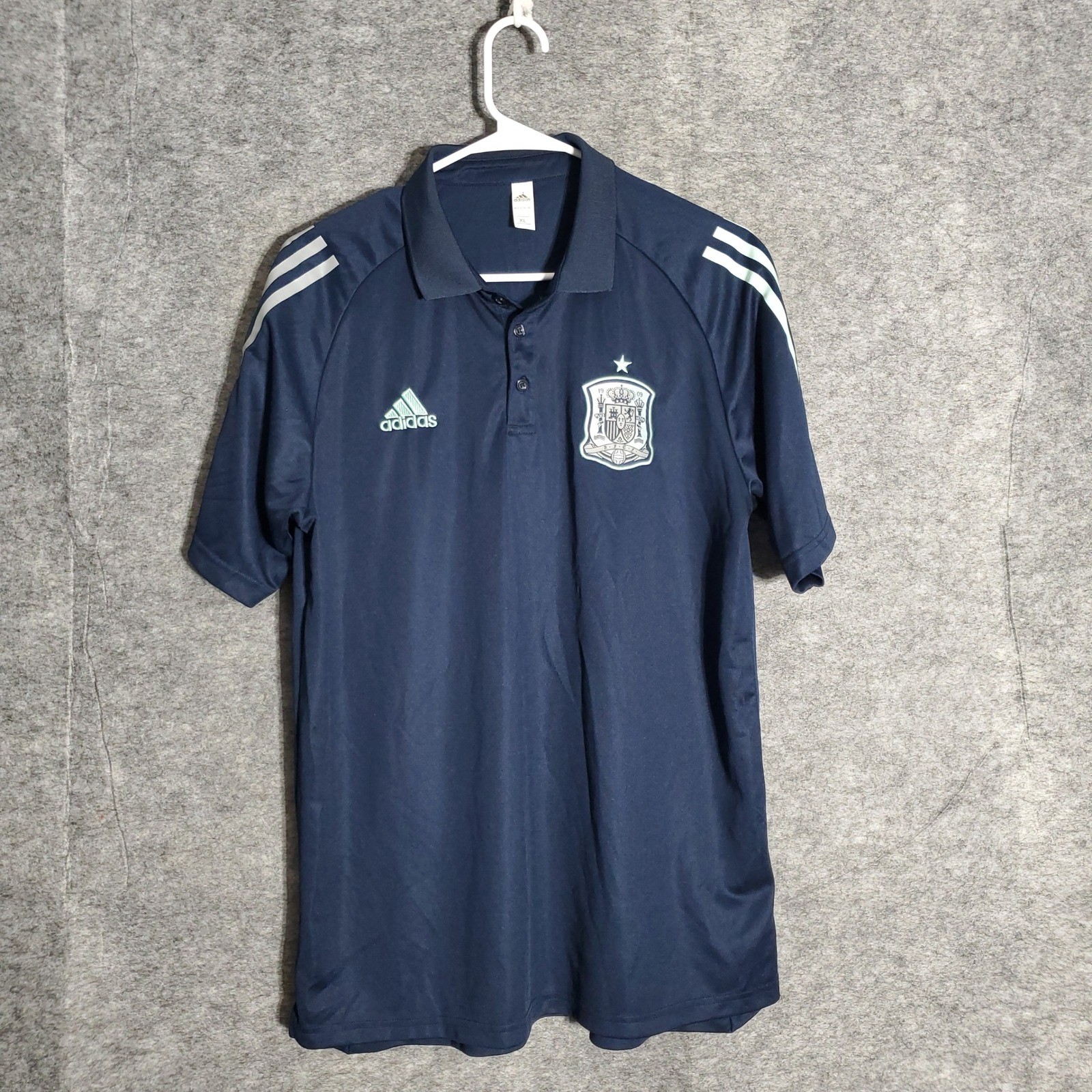 Adidas Spain National Team Polo Shirt Mens XL Navy Blue Socc