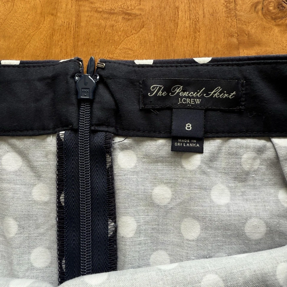 J. Falda Lápiz Crew Mujer Talla 18 Azul Marino Rojo Polkadot Algodón Carrera Foto 4 de 4