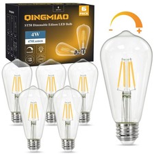 Vintage LED Edison Bulbs, ST58 Dimmable 4W E26 LED Bulb 40W Equivalent, 3000K...
