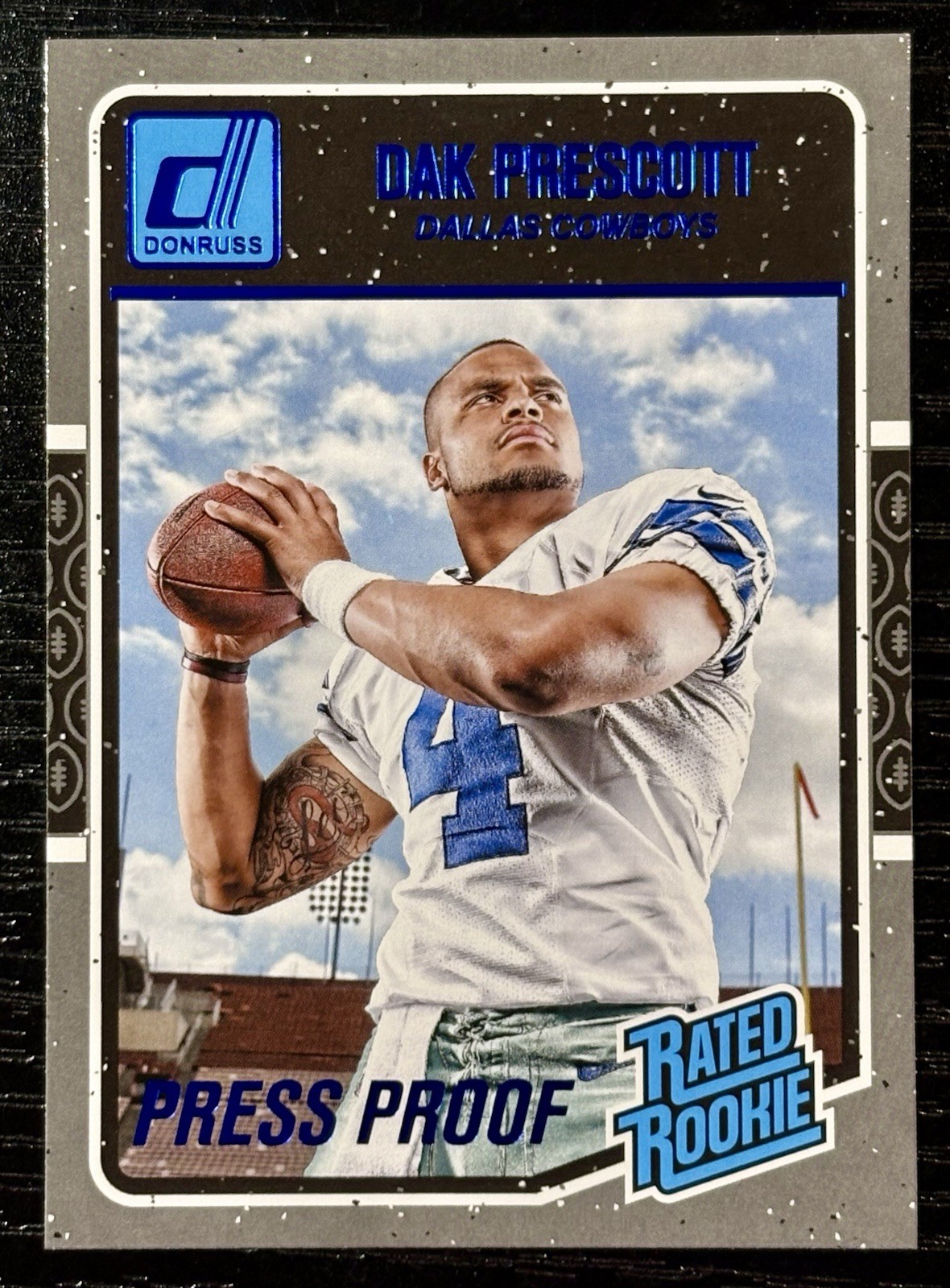 2016 Donruss Rated Rookies Dak Prescott Rookie #362 Press Proof Blue (RC)