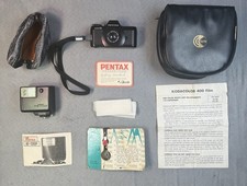 Vintage Pentax Auto 110 SLR Camera Kit With Flash, Zipper Bag, Auto Timer