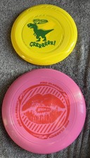Wham-O Frisbee Lot 2 Pro Classic Lips  Dinosaur Grrrrr Flying Discs Two Sizes