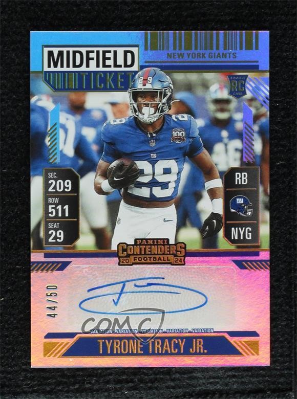 2024 Panini Contenders Midfield Ticket 44/50 Tyrone Tracy Jr Rookie Auto RC v9t