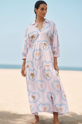 #ad ANTHROPOLOGIE NWT $118 Celandine The Carolita Tiered Maxi Shirt Dress Size Small $59.99