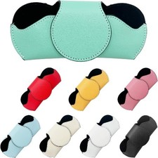 Sunglasses Holder for Car Visor, Magnetic Leather Automotive Glass Color: Cyan