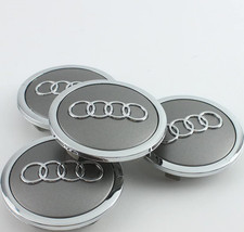 Set4pcs Replacement Audi 69mm Gray Chrome Wheel Rim Center Hub Caps