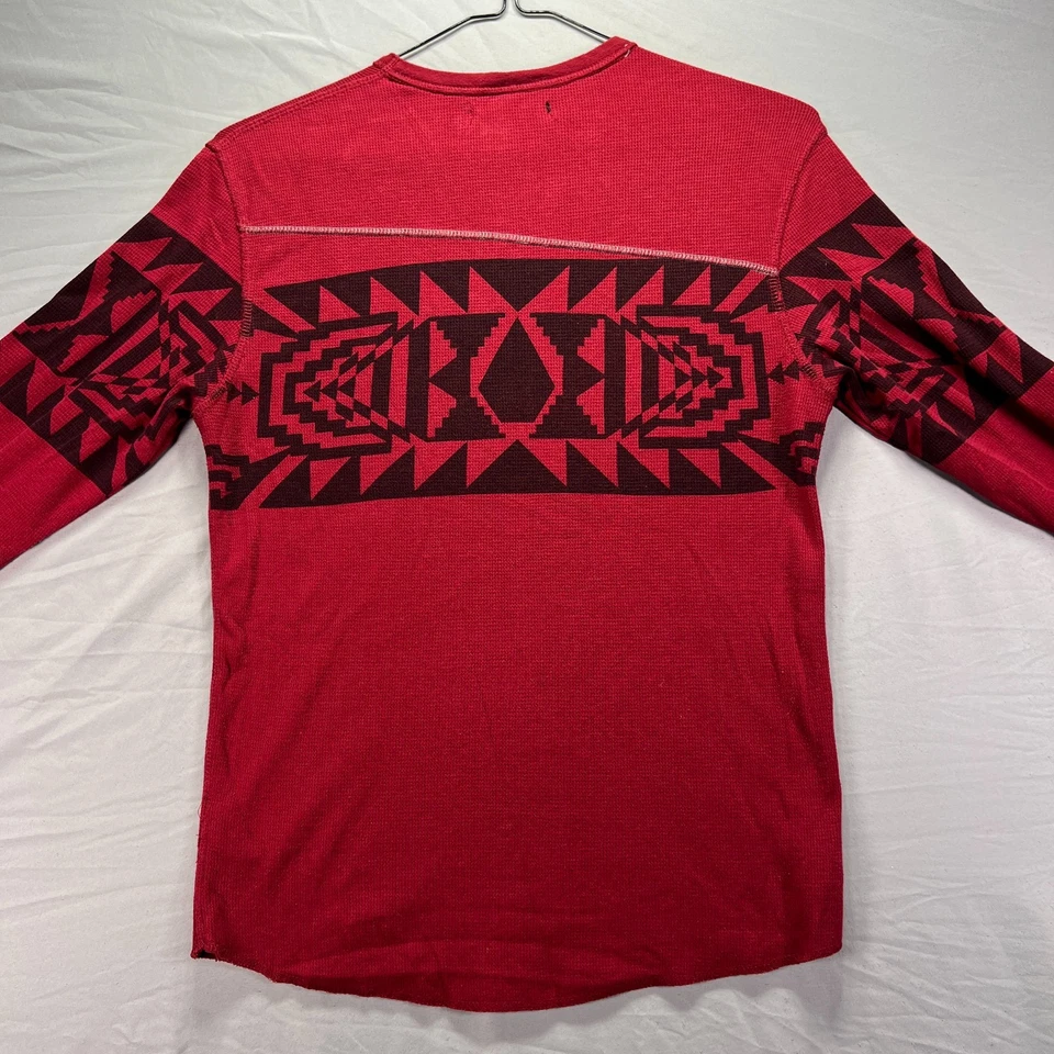 Vintage Y2K Volcom Thermal Shirt Mens Small Red Long Sleeve Waffle Knit Skate - Image 3 of 4