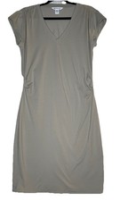 Athleta M Beige Effortless Tee Athletic Dress Cap Sleeve Stretch Tennis Active