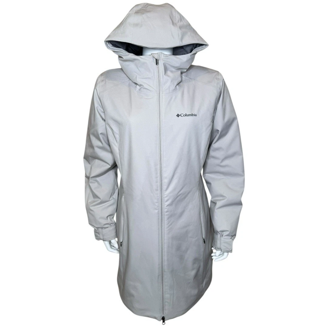 Columbia Womens Autumn Rise Mid Jacket Parka L Hooded Insulated Waterproof Gray