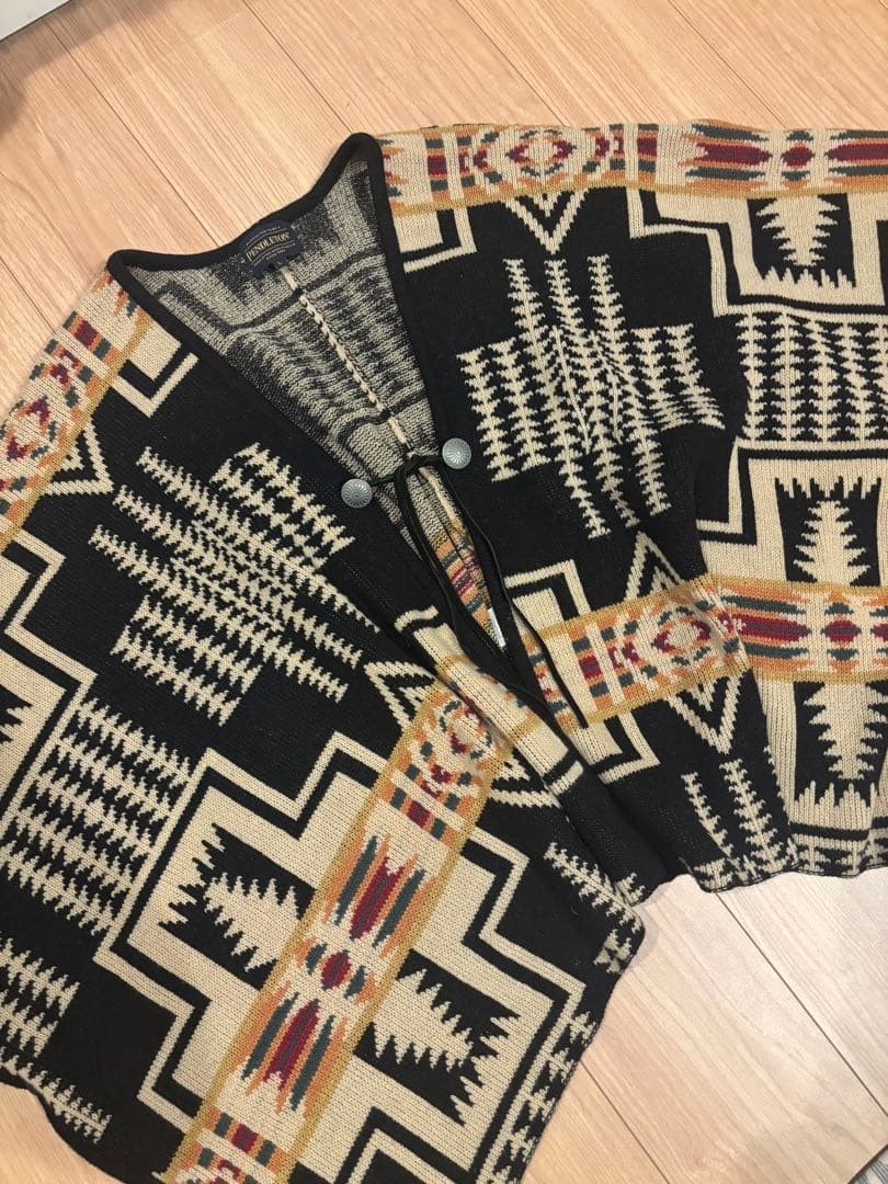 Pendleton Native Pattern Knit Poncho Southwestern… - image 1