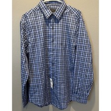 Alfani Men's Plaid Button Down Dress Shirt Blue NWT Size L