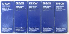 Epson ERC-27 B Genuine Black Ribbon Cartridge. Five (5) Pack. BNIB & Sealed.