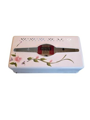 Vintage Mid Century MCM Painted Detecto Metal Tissue Box Holder Floral Wall