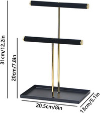 Jewelry Holder,Necklace Bracelet Display Stand with Tray,Metal Velvet Jewelry...