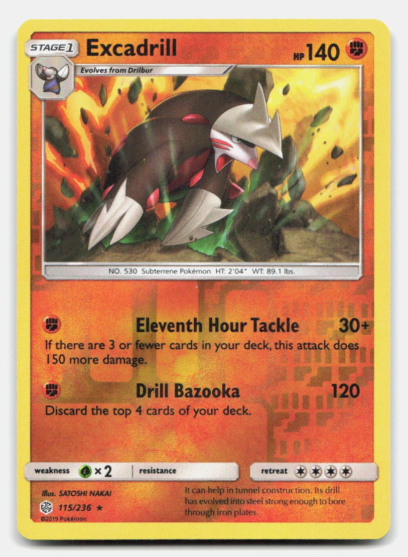 Excadrill 115/236 Rare Cosmic Eclipse Pokemon Reverse Holo NM