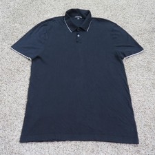 James Perse Polo Shirt Men 3 Large Blue Tipped Collar Short Sleeve Jersey Cotton