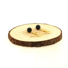 Gold Stainless Steel Earrings 1 Lava Pearl 8 Mm