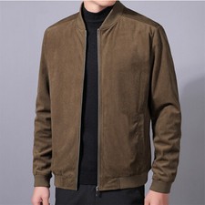 Hommes Velours Volant Veste Blouson Manteau Éclair Extérieur avec Poches Manches