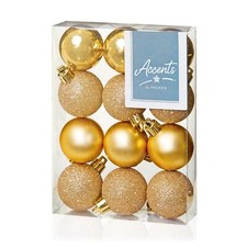 Christmas Shatterproof Baubles 12 Pack 40mm Tree Decoration Gold