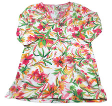 J. Crew Womens Dress Sz 2XS Colorful Tropical Floral V-Neck 3/4 Sleeve
