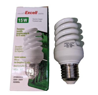 3-Pack  15W E27 Screw Compact Fluorescent Bulb 2700K Warm White 220V CFL Lamp