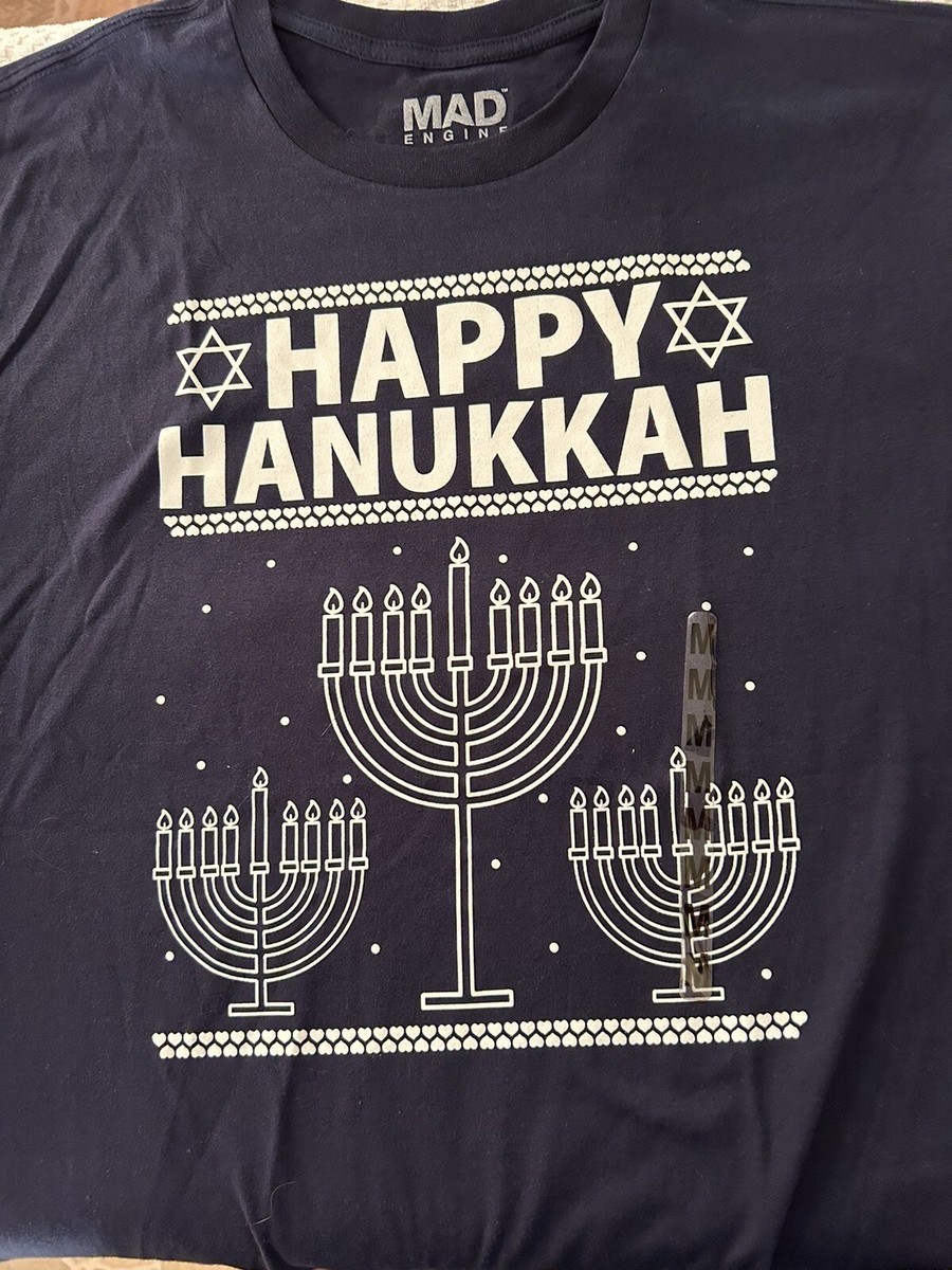 Happy Hanukkah Chanukah Dreidel Men's T Shirt Blue Sz Large New | eBay