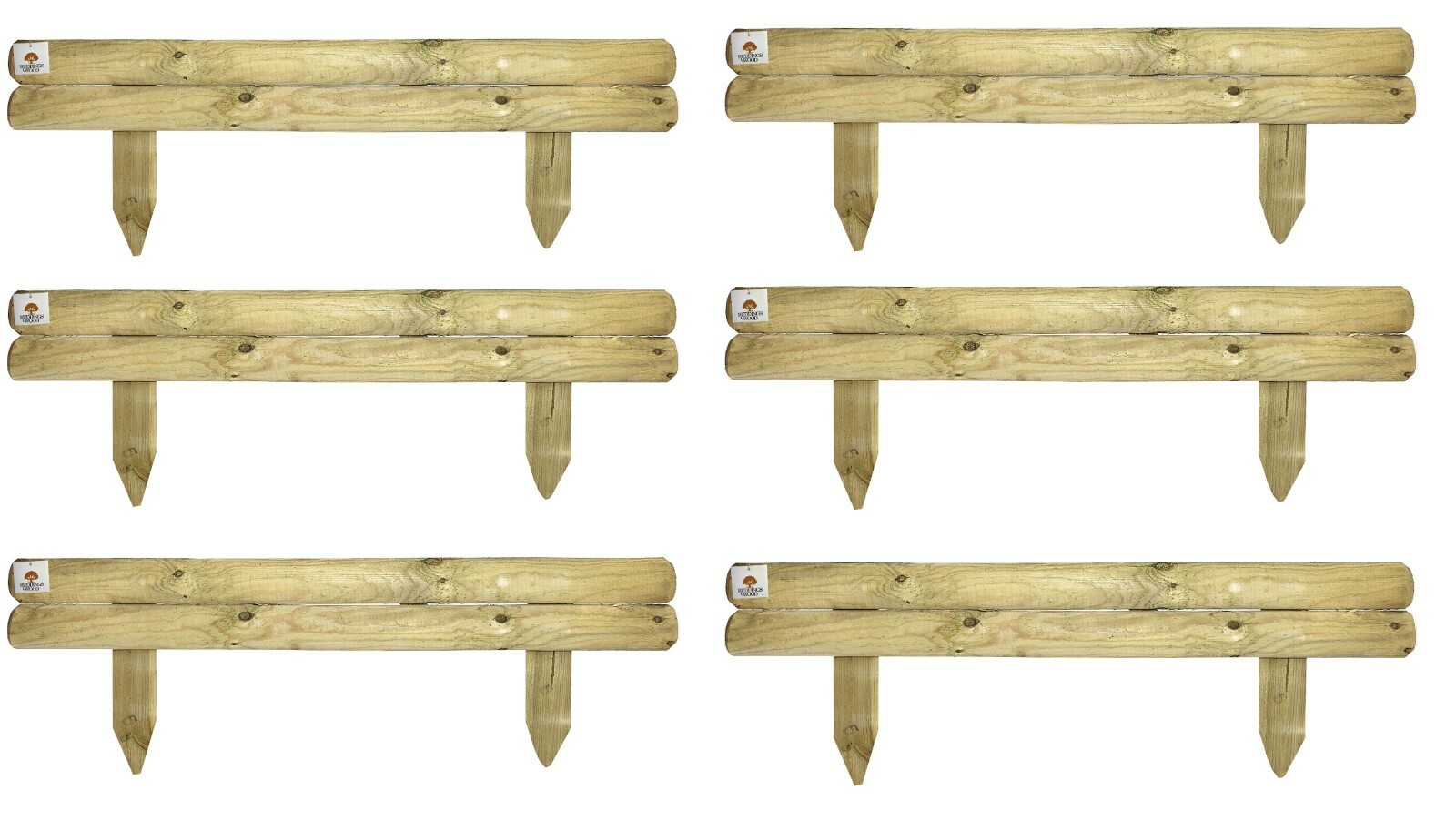 Wooden Log Panel Garden Wood Fencing Lawn Border Edging 14cm high Set of 6