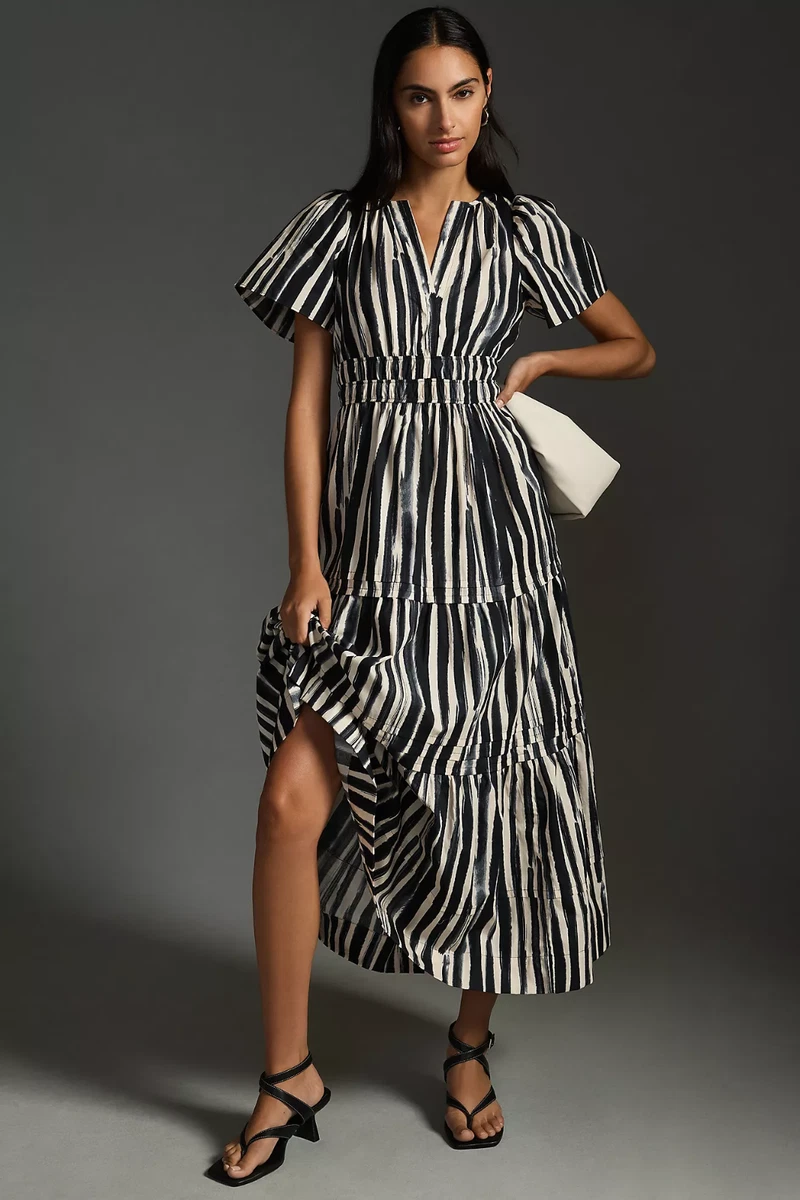 green emerald velvet dress Irecia Stripe Sweater Midi Dress