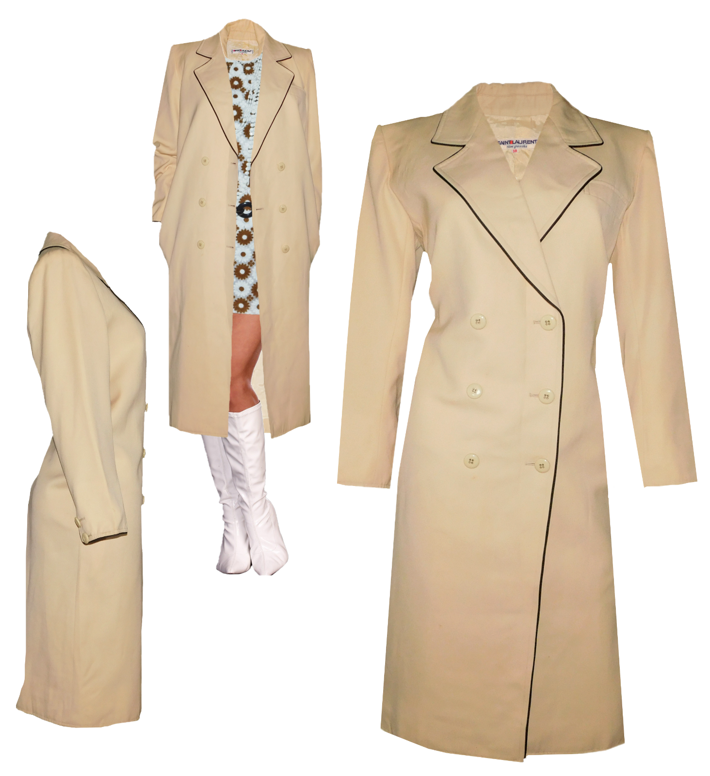 Trench cappotto lana beige Yves Saint Laurent