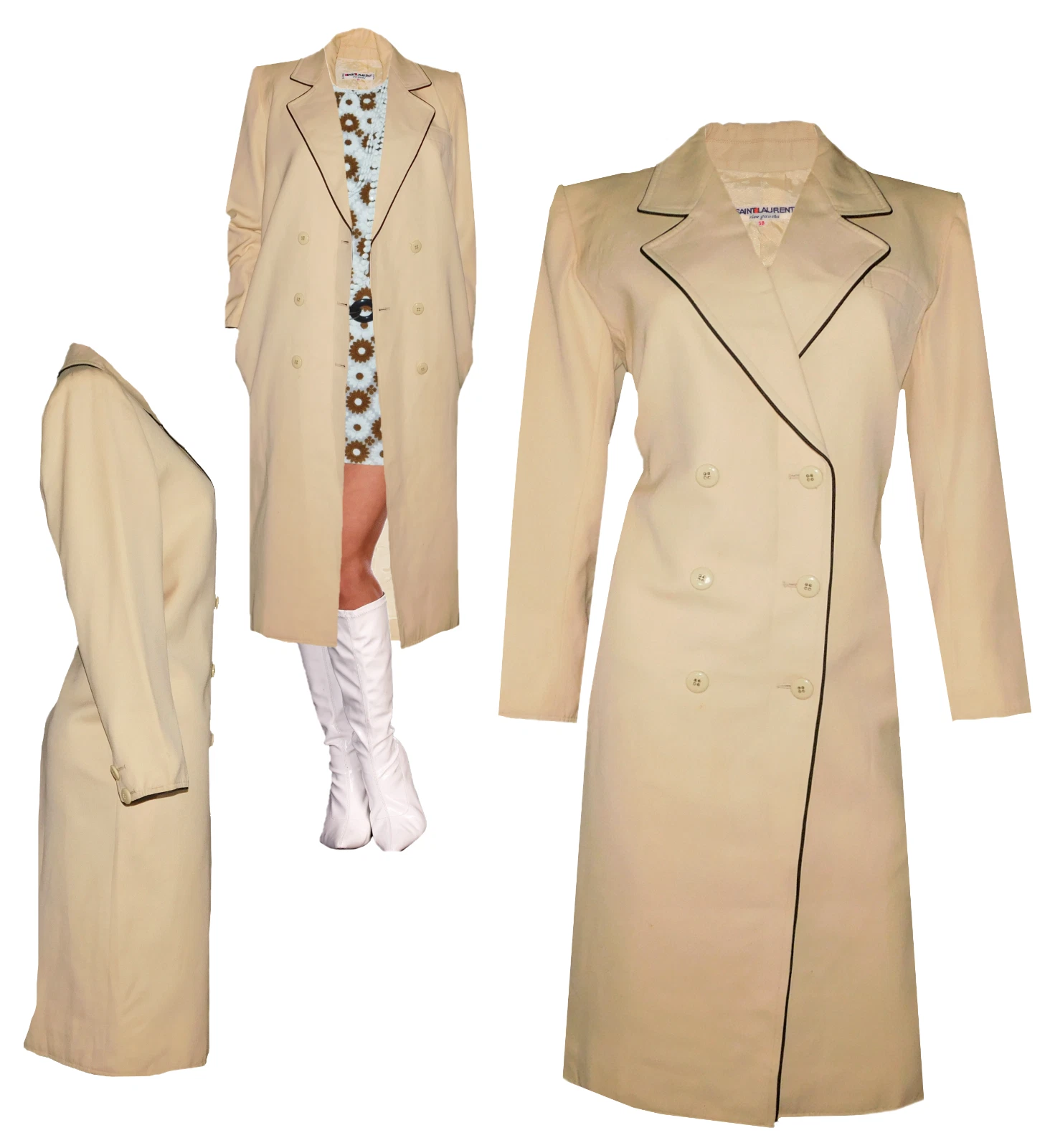 SAINT LAURENT (YSL) Trench cappotto lana beige Yves Saint Laurent