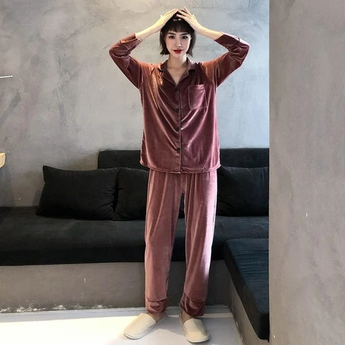 Plus Size Velour Pajamas Set Couple Sleepwear Suits Velvet 2PCS Trouser Homewear - Bild 20 von 32