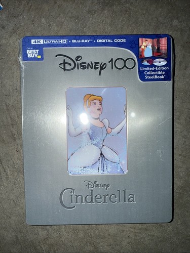 Cinderella 100th Anniversary Steelbook (4K UHD, Blu-Ray, Digital) Factory Sealed
