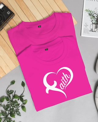 Ladies Faith Open Heart Christian T-shirt 100% Cotton Vinyl Design Novelty Gift